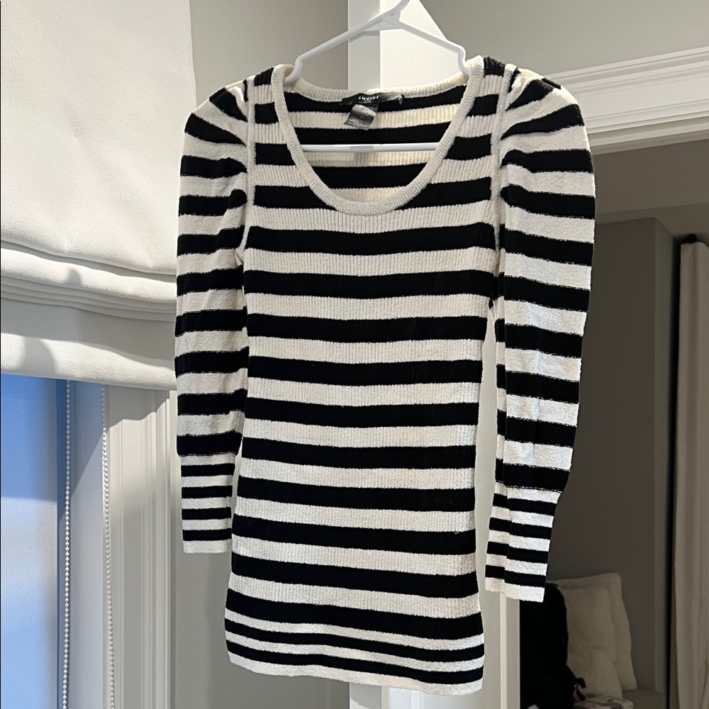 SMYTHE Black and White Striped Sweater